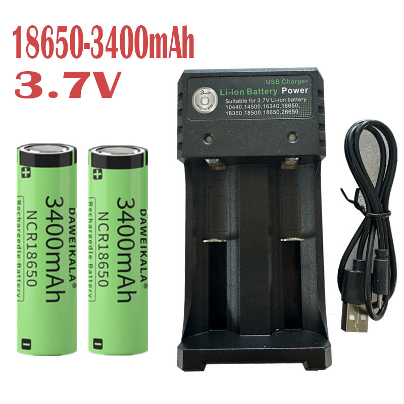 Vape Battery 18650 - 프리미엄 18650B 3400mAh 3.7V 배터리(충전기 포함)