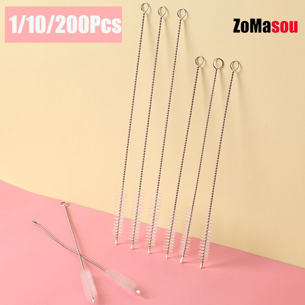 Weed Vaping Accessories - 1-200Pcs 스테인레스 스틸 밀짚 청소 브러시