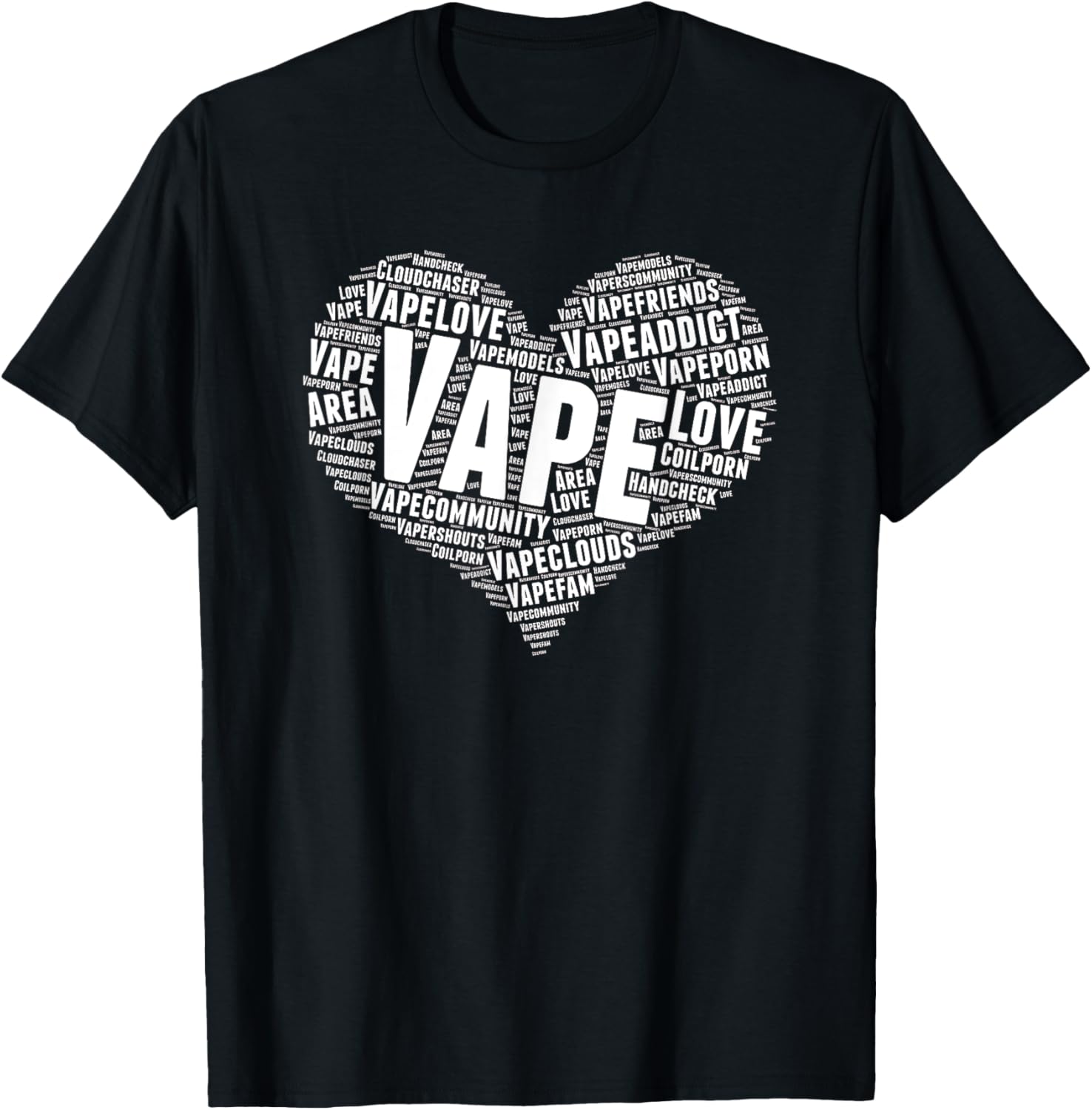 Vape Heart Word Cloud 그래픽 티 남성 - Vaping Shop 리뷰 및 가격